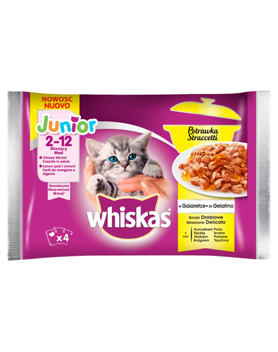 WHISKAS Junior baromfi zselés tasakok 4 x 85 g