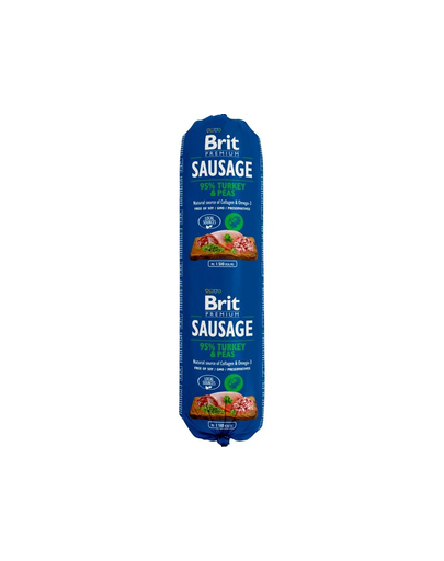 BRIT BRIT Sausage Chicken turkey & pea Kutyaszalámi PULYKA & BORSÓ 800 g