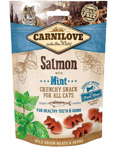 CARNILOVE Crunchy snacks Ropogós finomságok lazaccal és mentával 50 g
