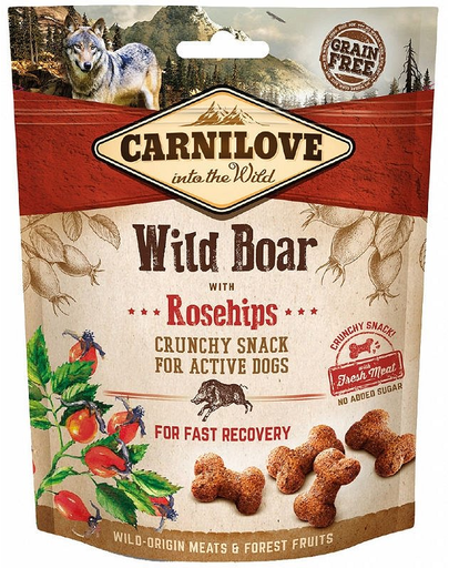 CARNILOVE Crunchy snacks Ropogós finomságok vaddisznóval és csipkebogyóval 200 g