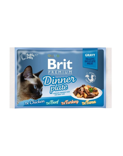BRIT Premium Cat pouch gravy fillet Dinner plate 340 g (4x85 g)
