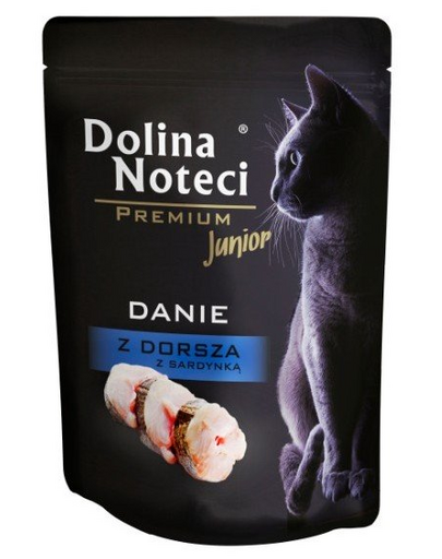 DOLINA NOTECI Premium Junior Tőkehalból és szardíniából készült étel kiscicák számára 85 g