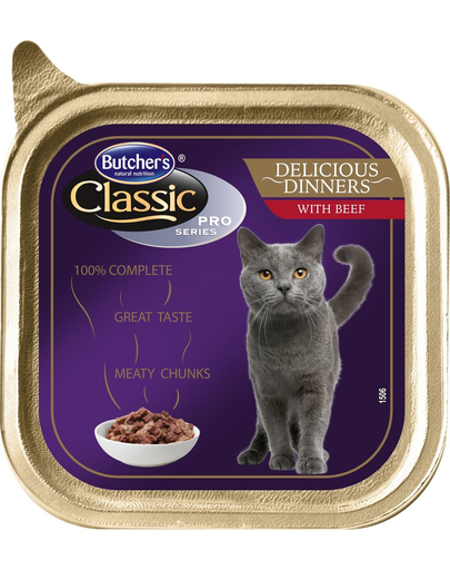 BUTCHER'S Classic Delicious Dinner Cat marhahúspogácsával mártásban 100 g