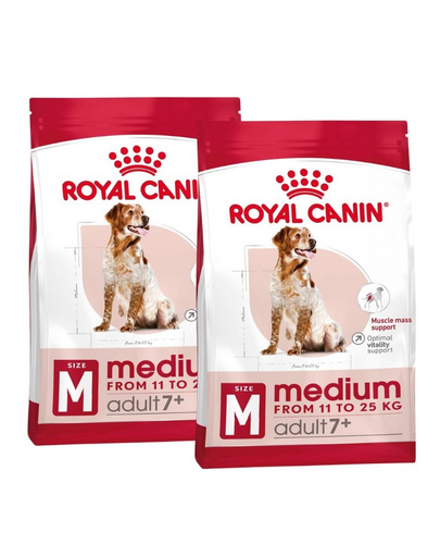 ROYAL CANIN Medium Adult 7+ szárazeledel érett kutyáknak 7-10 éves korig, közepes fajtáknak 30 kg (2 x 15 kg)
