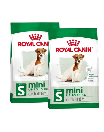 ROYAL CANIN Mini Adult 8+ száraztáp 8 és 12 év közötti idős kutyáknak, kistestű fajták számára 16 kg (2 x 8 kg)