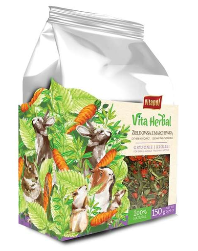 VITAPOL Vita Herbal Kiegészítő keverék rágcsálók és nyulak számára Gyógyzab sárgarépával 150 g