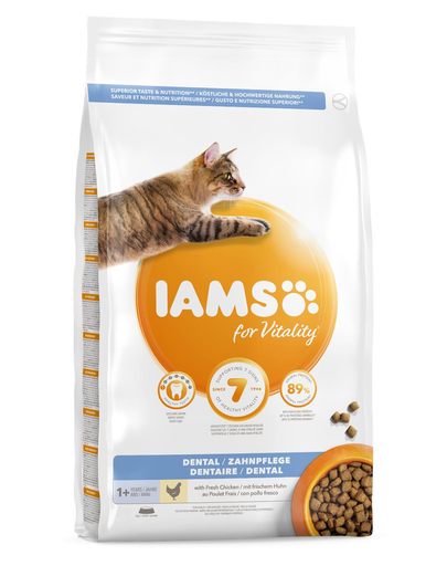IAMS For Vitality Dental száraztáp felnőtt macskáknak 10 kg szájhigiénia