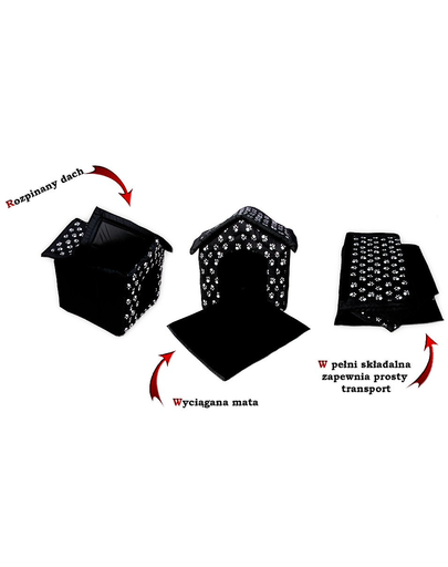 PETSBED Kennel Lair fekete mancsokkal 44 x 38 cm