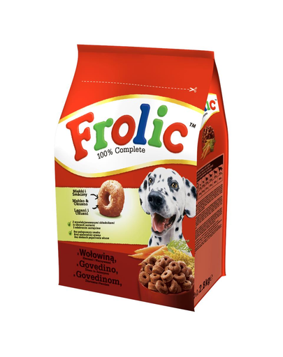 FROLIC 2,8kg - száraz kutyatáp marhahússal, zöldségekkel és gabonafélékkel