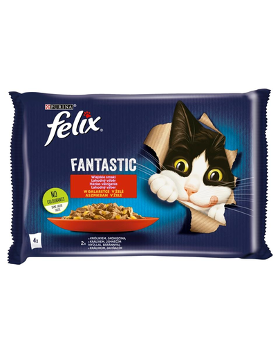 FELIX FANTASTIC Rural Flavours Jelly (nyúl, bárány) 4x85g nedves macskatáp