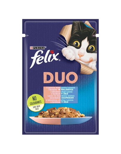 FELIX Duo Lazac és szardínia zselében 85 g nedves macskatáp
