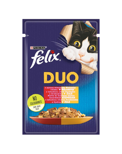 FELIX Duo Marhahús és baromfi zselében 85 g nedves macskatáp