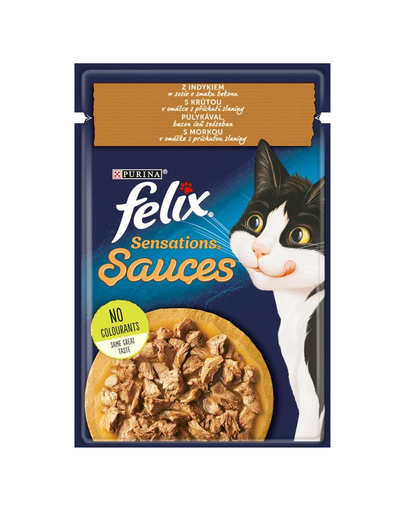 FELIX Sensations Sauce Pulykahús szalonna ízű mártással 26x85g nedves macskaeledel