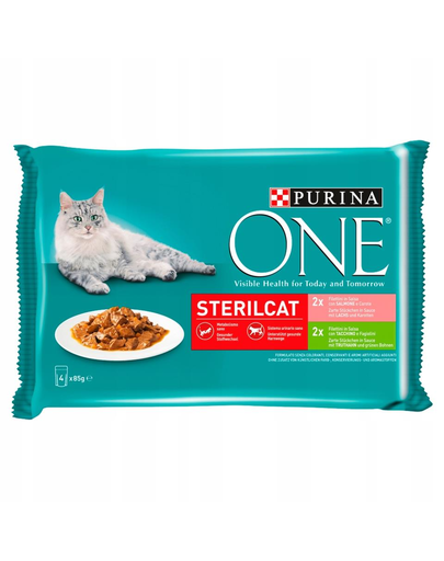 PURINA ONE Sterilcat Vegyes ízek (pulyka és zöldbab, lazac és sárgarépa) 4x85g nedves eledel sterilizált macskáknak