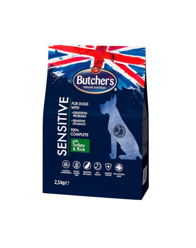 BUTCHER'S Functional Sensitive Dog Dry pulykával és rizzsel 2.5kg