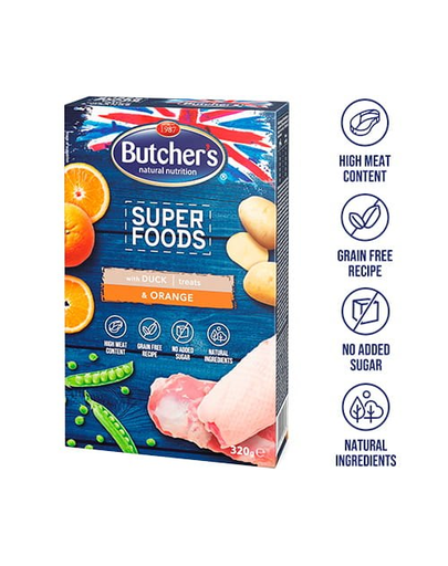 BUTCHER'S Superfoods Treats Pulyka és áfonya finomságok 320 g
