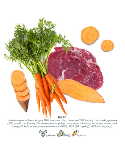 PAKA ZWIERZAKA Angus marhahús és édesburgonya 2 kg-os szárazeledel felnőtt kutyáknak