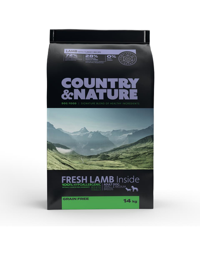 COUNTRY&NATURE Lamb with Turkey Recipe 14 kg Kis és közepes fajtájú kutyatáp Bárány és pulyka