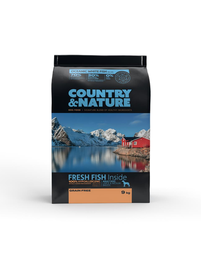 COUNTRY&NATURE Ocean White Fish Recipe 9 kg Kutyatáp közepes és nagytestű fajtáknak Fehér tengervízi halak számára