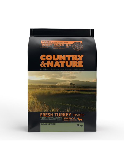COUNTRY&NATURE Turkey with Vegetables Recipe 9 kg Kistestű kutyatáp pulykával és zöldségekkel