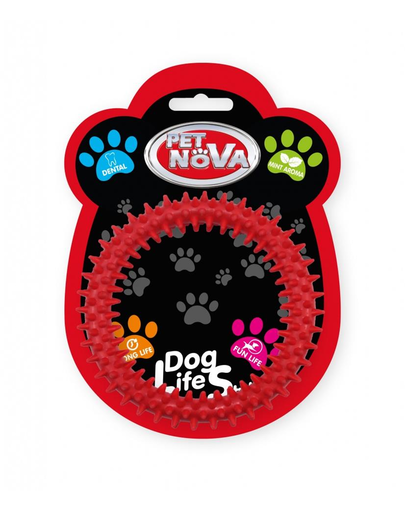 PET NOVA DOG LIFE STYLE Ringo for dog dental 12.5cm, piros, menta ízesítéssel