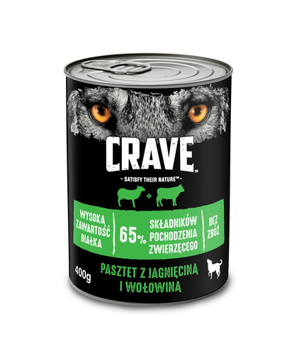 CRAVE konzerv 400g - bárány és marhahús pástétom (teljes értékű gabonamentes nedves eledel felnőtt kutyáknak)