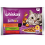WHISKAS Adult tasak 4x85g Rural Flavours Collection nedves macskaeledel mártásos darabokban bárányhússal, csirkével és sárgarépával, marhahússal és baromfival