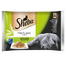 SHEBA Delicacy Fine Flakes Ízek választéka tasakok 4x85 g teljes értékű nedves eledel felnőtt macskáknak zselésített darabokban: lazac, fehér hal, csirke, pulyka