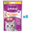 WHISKAS Anti-Hairball 6x50 g pollenmentesítő csemegék felnőtt macskáknak