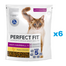PERFECT FIT Antihairball 1+ 6x750 g csirkében gazdag száraz teljes értékű eledel felnőtt macskák számára