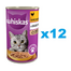 WHISKAS Adult 12x400 g teljes értékű nedves eledel felnőtt macskáknak, csirkehúsdarabkák zselében