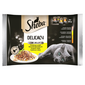 SHEBA Delicacy Fine Flakes Baromfi ízek tasakok 4x85 g teljes értékű nedves eledel felnőtt macskáknak zselésített darabokban: kacsa, csirke, baromfi, pulyka