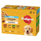 PEDIGREE Junior Choice of Flavors rizzsel tasakok 12x100g teljes értékű nedves eledel kölyökkutyáknak, darabokban, marhahús és máj keverékkel és rizzsel, csirkével és rizzsel, bárányhús és máj keverékkel és rizzsel, baromfival és rizzsel, zselében